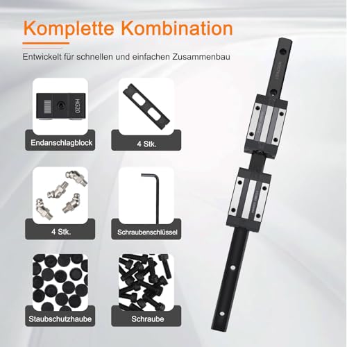 HGR20 800mm linearführung set,2 Stücke 800mm Linearschienen und 4 Stücke HGH20CA Gleitblock Schiebeblock