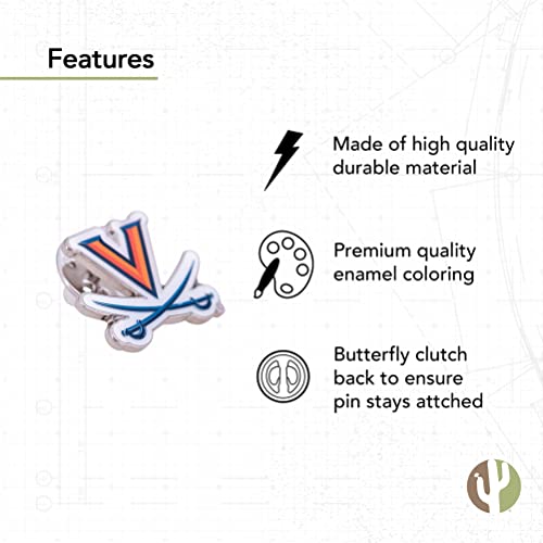 Image of Desert Cactus University of Virginia Lapel Pin UVA Cavaliers Made of Metal for Formal Wear, Bag and Hat Jewelry, and Tie Tack
