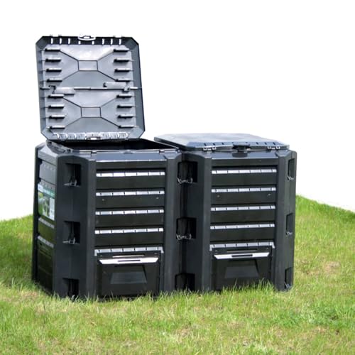 Swpsd 380L Outdoor Garden Composter Bin Waste Converter Black Weather-Resistant Garden composter Model312272