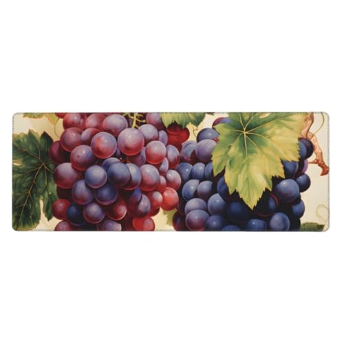 Grand tapis de souris raisin 80x30 cm rustique avec base caoutchouc antidérapante