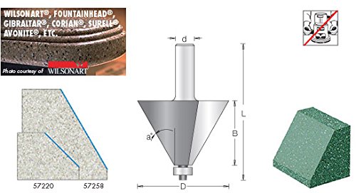 Amana Tool - 57258 Carbide Tipped Chamfer with Ultra-Glide Ball Bearing Guide Solid Surfac