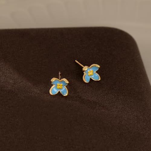 Reffeer Solid 925 Sterling Silver Cute Flower Earrings Stud for Women Teens Small Flower Stud Earrings Color Flower Earrings4