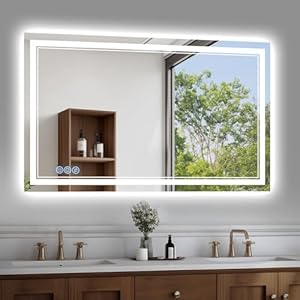 baklon Badspiegel mit Beleuchtung 100x60cm, Badezimmerspiegel Wandspiegel und Touch-Schalter, IP65-Led-Spiegel-Bad mit Speicherfunktion, 3 Farbtemperatur,Horizontal/V... HD Hartglas