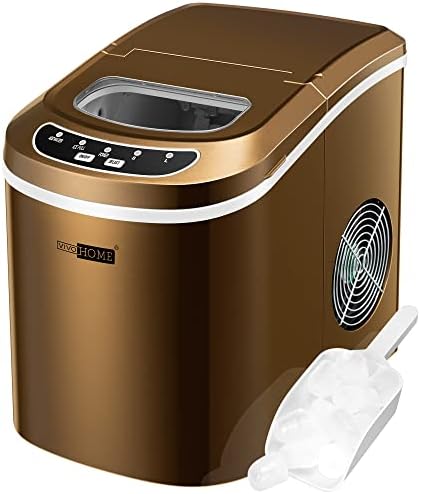 VIVOHOME Electric Portable Compact Countertop Automatic Ice Cube Maker Machine with Hand Scoop and Self Cleaning Function 26lbs/Day Red