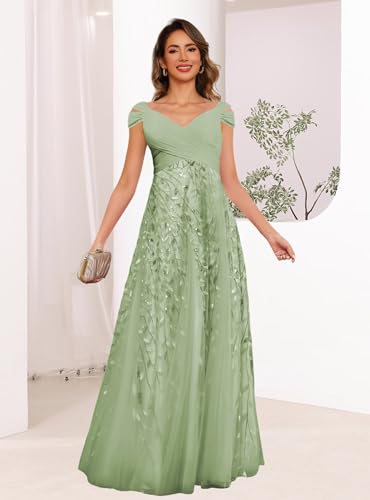 Short Sleeve Mother of The Bride Dresses for Wedding 2025 Women Sequin Sparkly Long Evening Dresses PU1884