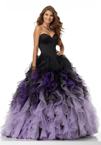 Quinceanera Organza Prom Dresses for Women 2025 Ball Gown Long Puffy Sweetheart Ombre Wedding Cocktail Dress2