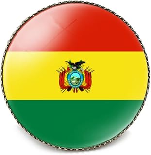 vmcoatdu Round 1 Inch Bolivia Flag Pin International Travel Brooch Metal and Glass Revivalism Style Souvenir Badge for Hat Clothes Backpack
