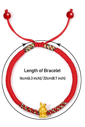 Zhou Liu Fu Solid Gold Charms Bracelets, Rabbit Braided String Bracelet 24K Gold Jewelry Charm Beads Bracelet For Jewelry Pendants #TOP1