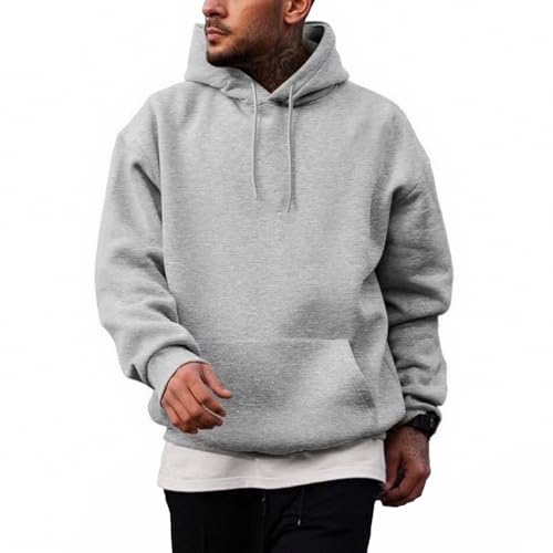 Generisch Hoodie Herren Sweatshirt mit Kapuze Pullover Herren Hoody mit Taschen Einfarbige Kapuzenpullover Langarmshirt Casual Arbeitspullover Oversize Kapuzenpullover Strickpullover