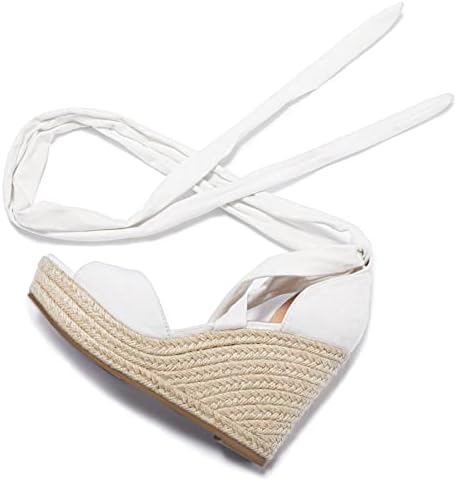 Huiyuzhi Womens Lace Up Wedge Espadrille Sandals Peep Toe Criss Cross D’Orsay Dress Sandals