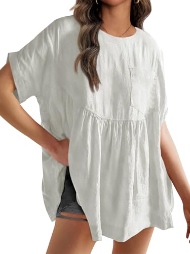Image of Tankaneo Womens Summer Babydoll Tops Casual Loose Fit Peplum Oversized Tunic Shirts
