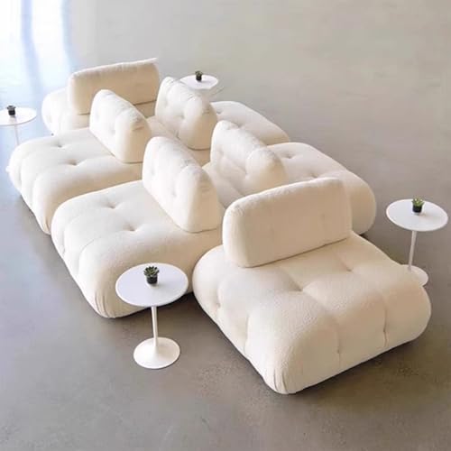 Sofá Modular De Piel De Oveja con Combinación Libre, Sofás Reversibles Sin Brazos En Estilo Crema, para Sala De Estar/Dormitorio/Usos para Huéspedes/Oficina En Casa/Apartamento 460 * 115cm