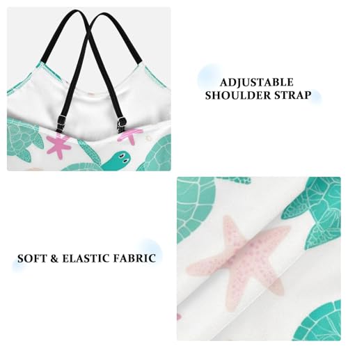 Green Sea Turtle Girls One Piece Swimsuits Pink Starfish Sport Halter Swimwear Beach Bathing Suit 3T3