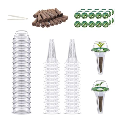 Palwin 121 sistemas de cultivo hidropónico con 30 cestas hidropónicas y tapas aislantes hidropónicas, 30 esponjas para plantas, 30 etiquetas y 1 pinza