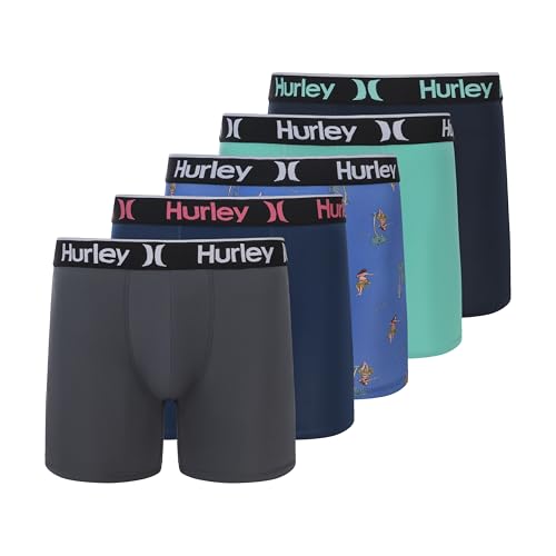 Hurley Mens 5-Pack Boxer Briefs Blue Large