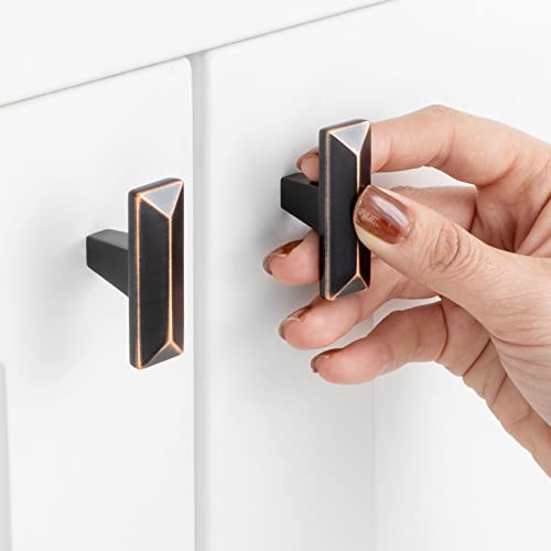 Askano Pack Of 10, Oil Rubbed Bronze, Beveled Kitchen Cabinet Knob Zk2207 | Bungalow Top Pull Handle, Solid Hardware For Drawer, Dresser, Bathroom, Vanity, Furniture Door, Cupboard, Size: 1-3/4 Inch #TOP1