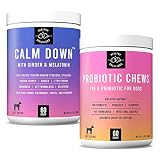 Probiotics for Dogs & Calming Chews Bundle - 60 Soft Chews Each - Dog Probiotics and Digestive Enzym