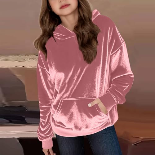 Girls Velvet Pullover Hoodies Fuzzy Soft Comfy Long Sleeves Oversized Sweatshirt Teens Kids Casual Fall Winter Hooded Shirts2