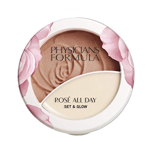 Physicians Formula Rosé All Day Set & Glow setting powder sunlit Glow Face Powder, Pink Petal Glow Portable Face Powder Compact, Long-Lasting Matte Natural Finish