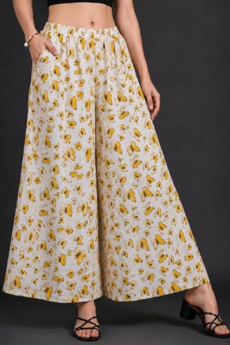 Image of Women Printed Palazzo Pants Combo Pack of 2, Comfortable Elastic Waist Lounge Pants for Women | Relaxed Fit, Loose Fitting Wide Leg Palazzo Pants, Casual Bottom (Available in S to 3XL Size)