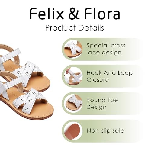 Image of Felix & Flora Toddler Girl Sandals - Little Girl Easter Dress Shoes Lightweight Open Toe Beach Holiday Flats