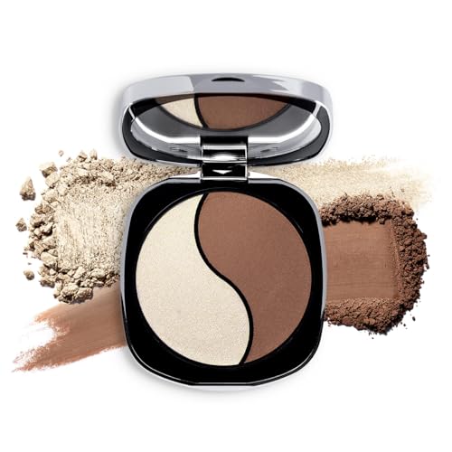 NEO MAKE UP Paleta Contorno Maquillaje con Espejo - Set de Bronceador e Iluminador Facial - Polvos compactos - Intense Serum Bronzing and Highlighting Powder - Tonos fríos - 02 ICE MILKSHAKE