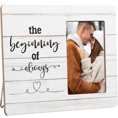 HODODAN Engagement Gifts for Couples Picture Frame, Wedding Photo Frames, The Beginning of Always Wooden Picture Frames, 4x6 inch Photo