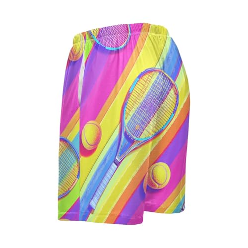 Men's Short Pajama Bottoms Tennis Ball Stripe Home Casual Sleep Pants2