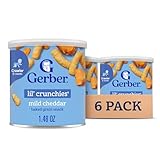 Gerber Lil' Crunchies Mild Cheddar, 1.48 Ounce Canisters (Pack of 6)