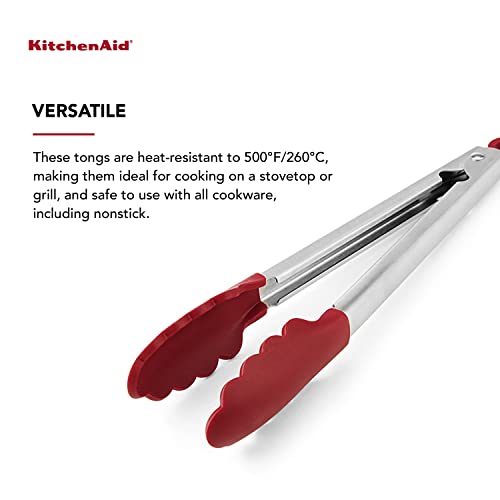 [Prime] $9.49* | 12" Kitchenaid Silicone Stainless-Steel Tongs (Red) - image 3