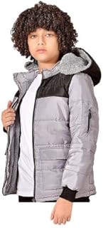 جاكيت اولادي رصاصي بسوسته وجيبان من الامام