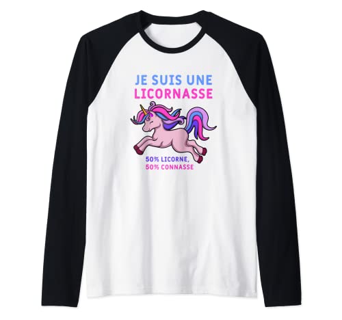 Je Suis Une unicornio divertido para mujer Camiseta Manga Raglan