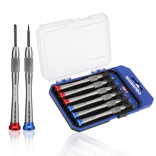 WORKPRO 6-Piece Magnetic Screwdriver Set, S2 Alloy Steel, 3 Phillips and 3 Slotted Tips Small Screwdriver Repair Tool Kit, Good for Phone, Computer, Watch, Eyeglass, Electronic