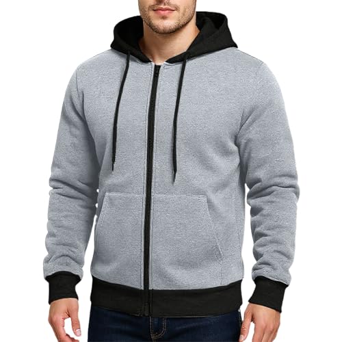 Ymosrh Men's Casual Hoodies, Long Sleeve Zip Up Workout Hoodie Pullover Sweatshirts with Pockets, S-2XL