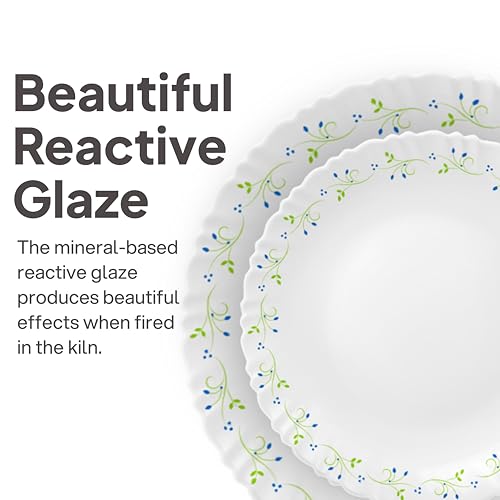 Image of Cello Tropical Lagoon Dazzle Series Opalware Dinner Set, 35-Pieces, Service for 6, White