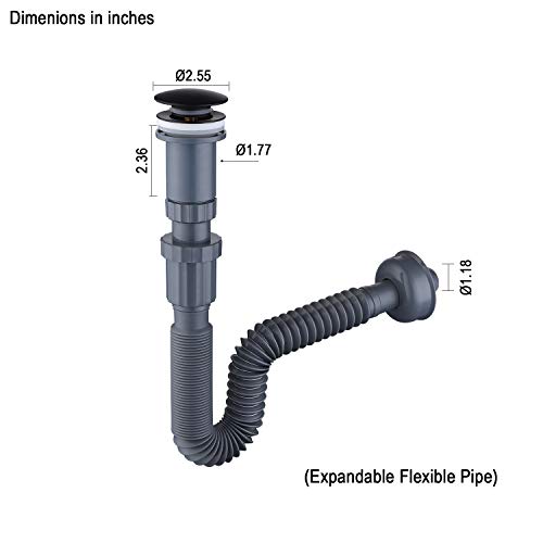 GORDEE Bathroom Sink Stopper Vertical Straight Bottle Trap Complete Set Adjustable 1-1/4 Sink Drain Kit Tube and Pop Up Drain Stopper Set, with or without Overflow Adjustable, Black