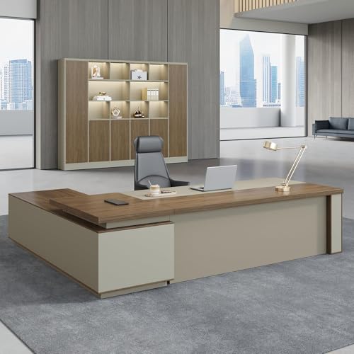Image of NOWIHOP L Shaped Executive Desk with Reversible Cabinet