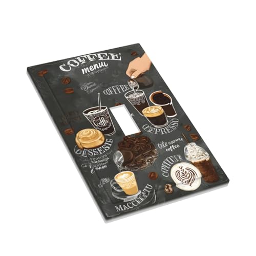 Decorative Light Switch Cover Plate Retro Coffee Cup Bean 1 Gang Wall Plate Oversized Single Toggle Wall Cover Plate Jumbo Electrical Switchplate Faceplate