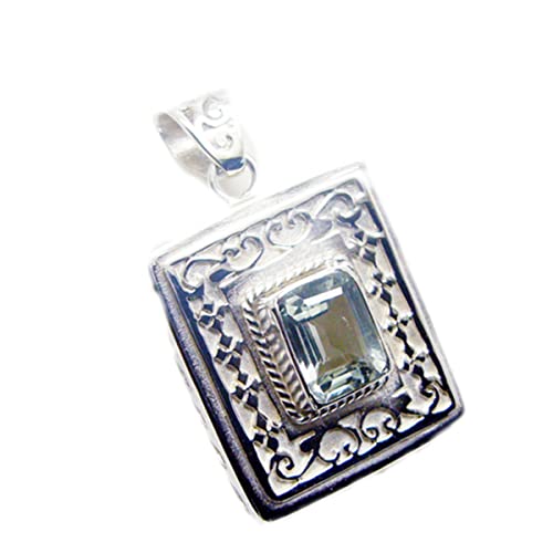 Pendentif améthyste verte octogone en argent véritable fin - 2