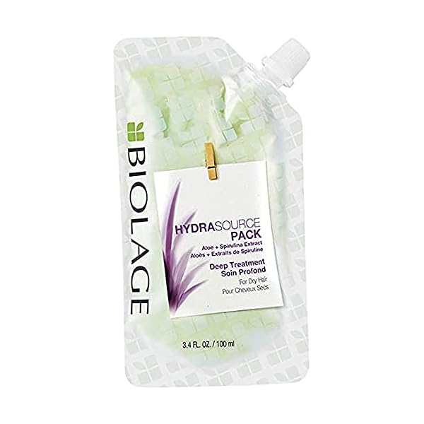 Biolage Hydra Source Deep Treatment Pack | Leave-In Hair Mask | Nourishes Dry Hair | With Aloe | Vegan & Paraben-Free | For Dry Hair | Vegan | Cruelty Free | Hair Treatment | 3.4 Fl. Oz