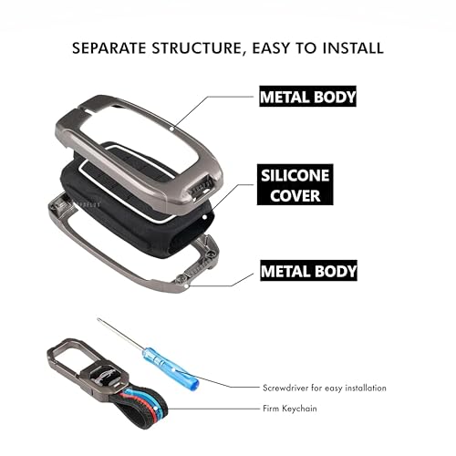 Image of SHOPOFLUX Metal Key Cover Compatible with Mahindra BE 6, XEV 9 EV, XUV 7XO Smart Key (Black Silicone)