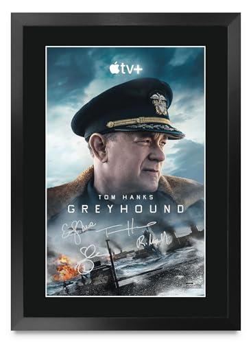 Memorabilia de Greyhound Tom Hanks con imagen firmada y marco A3 de alta calidad