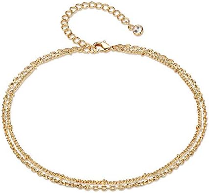 Fettero Anklet Bracelets for Women Gold Plated Dainty Waterproof Anklet Charm Bracelet Summer Beach Foot Jewelry