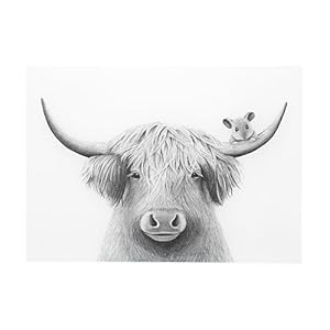 Pavilion Gift Company Highland Cow 1375 x 975 Glass Cutting Board Highland Cow Cattle Farmhouse Farm Animal Kitchen Decor