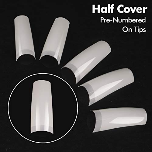 Nail Tips Natural Fake Nails - Ejiubas Acrylic Nail Tip 500PCS French Nails Tips Half Cover Fakes Nails False Nails 10 Sizes with Case for Nail Salon and DIY Nail Art - Thumbnail 4