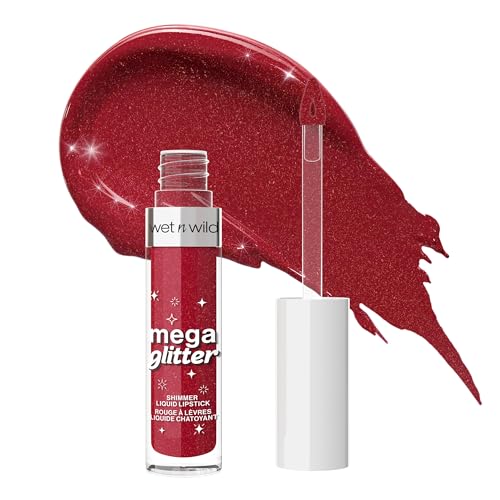 Wet n Wild Mega Glitter Shimmer Liquid Lipstick, Glitzer Lippenstift, Leichte Formel mit Vitamin E für Gepflegte Lippen, Angenehmes Tragegefühl, New Soulmate