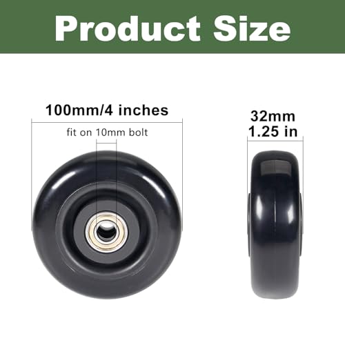 Image of 4 inch x 1.26 inch Push Cart Wheels PU Caster Workbech Wheels Grocery Cart Wheels