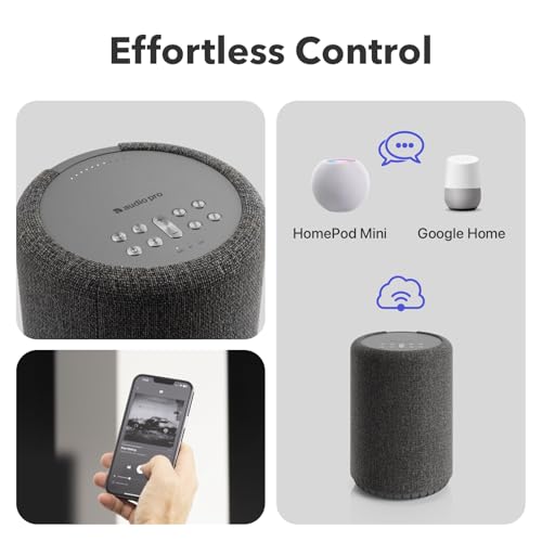 Image of Audio Pro A10 MKII Wireless Multiroom Speaker, WiiM Edition | Wall Mountable, High Fidelity, Bluetooth, WiFi | Compatible with AirPlay 2, Chromecast, Siri, WiiM Home App, Stream Spotify, Tidal & More