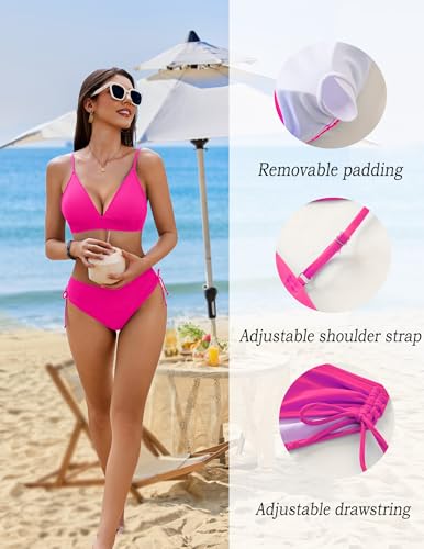 AI'MAGE Bikini Set for Women Triangle Floral Print Bikini Set Two Piece Swimsuit V Neck Bathing Suits4