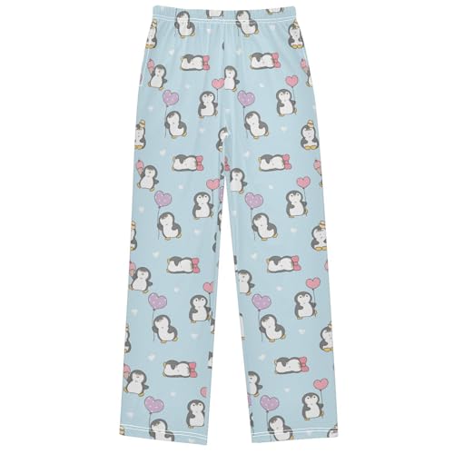 Boy's Pants Cute Penguin Heart Blue Balloon Jogger Pants Elastic Waist Long Bottoms Trousers with Pockets 6-14 Years